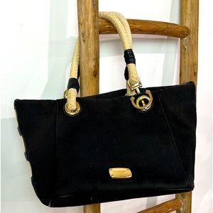 Michael Kors Canvas Nautical Tote Black and Cream
